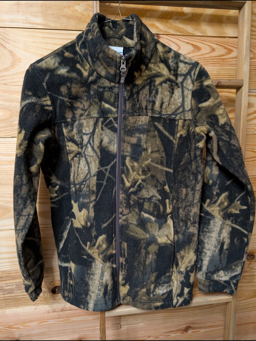 Columbia Kids Camo Fleece Jacket in Black and Tan